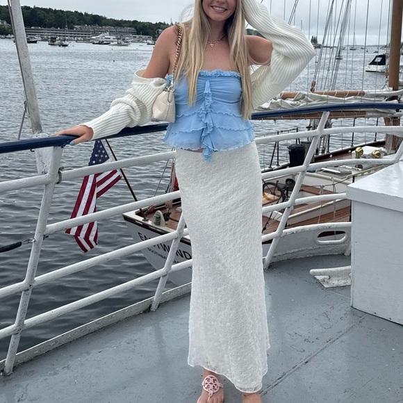 SHEIN Red, Pink, and Blue Bandeau Crop Tops Gingham Lace Ruffle Tops Bundle - Picture 10 of 12